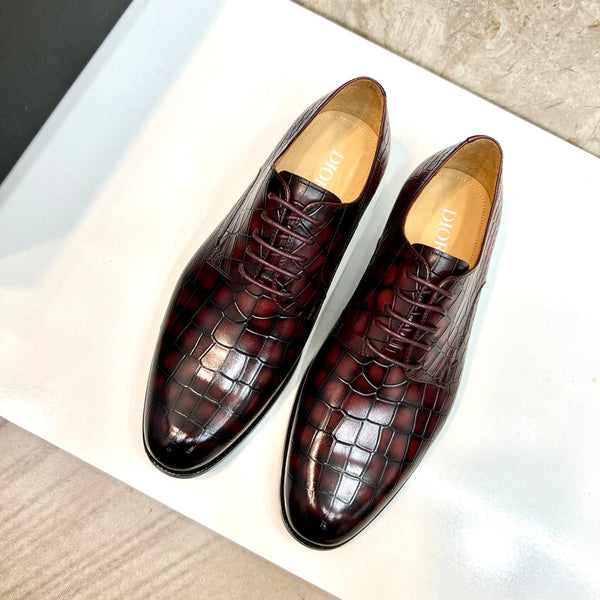 CD CROCODILE MOTIF BASIC OXFORD LAVA COLOR CALFSKIN