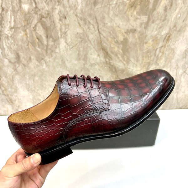 CD CROCODILE MOTIF BASIC OXFORD LAVA COLOR CALFSKIN