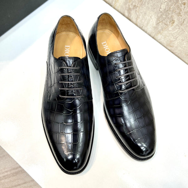 CD CROCODILE MOTIF BASIC OXFORD BLACK CALFSKIN