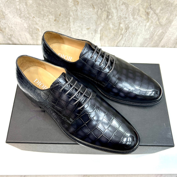 CD CROCODILE MOTIF BASIC OXFORD BLACK CALFSKIN