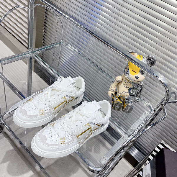 Valenti Low Top VL7N White Mix Gold Calfskin And Canvas 993725