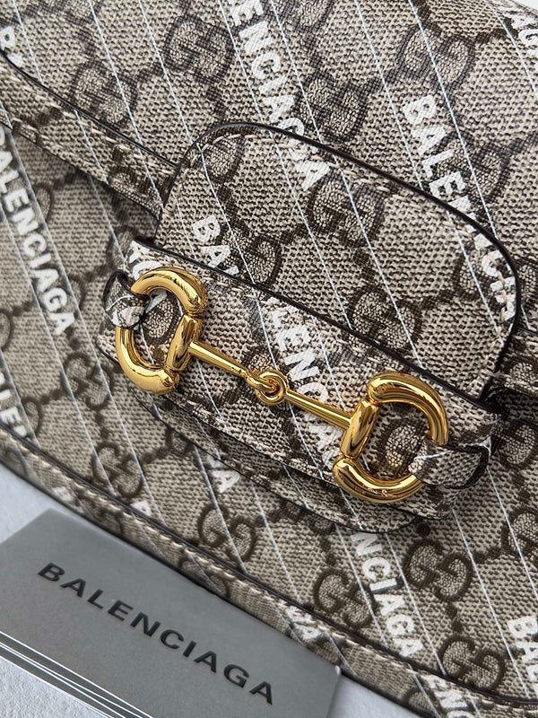 BORSA A SELLA GG MINI 25 STAMPATA IN TELA BEIGE EICRU