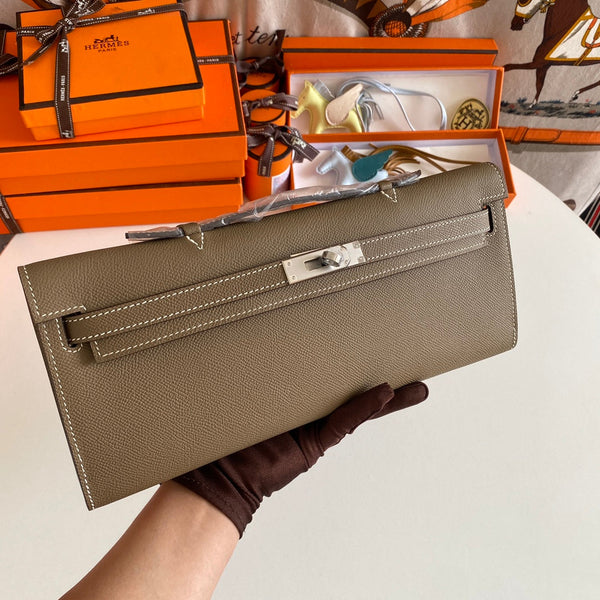 HM Kelly Cut 31 Etoupe Epsom Leather Silver Hardware 229055