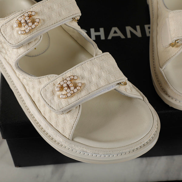 CC 25S Dad Sandal Cream Tweed Calfskin