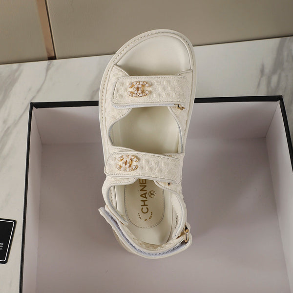 CC 25S Dad Sandal Cream Tweed Calfskin