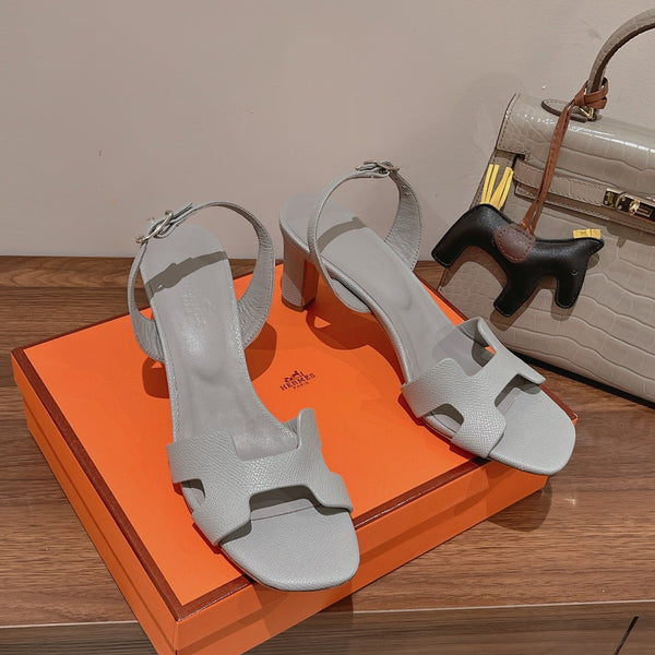 SANDALO SLINGBACK ETERNITE 75 IN PELLE DI AGNELLO GRIGIO CREMA