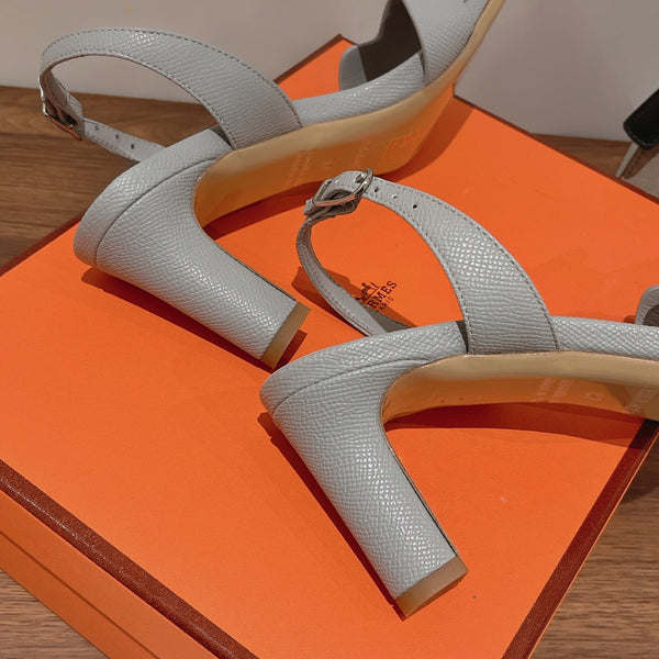 SANDALO SLINGBACK ETERNITE 75 IN PELLE DI AGNELLO GRIGIO CREMA