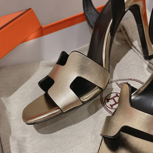 SLINGBACK SANDAL ETERNITE 105 BLACK MIX SILVER LAMBSKIN