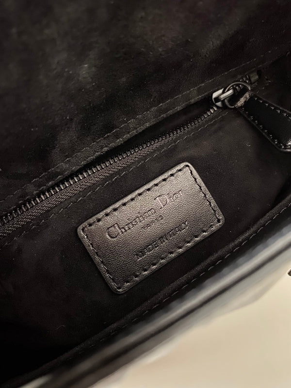 SMALL LADY 20 TUTTA NERA IN PELLE DI AGNELLO CON MOTIVO A ROMBI