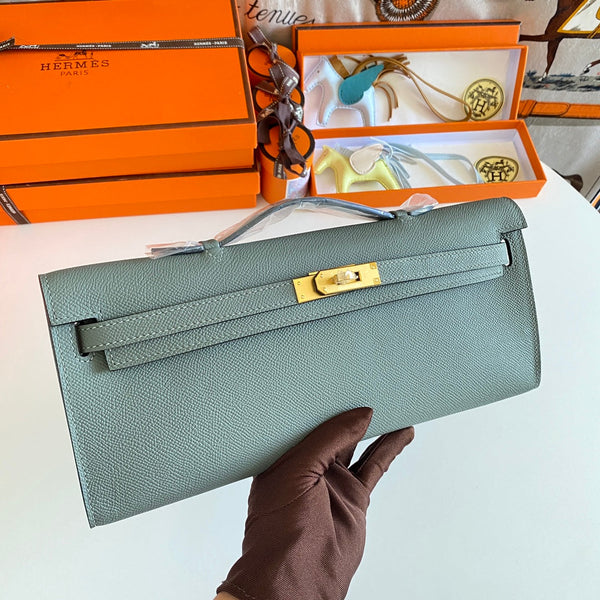 HM Kelly Cut 31 Ash Grey Epsom Leather Gold Hardware 229038