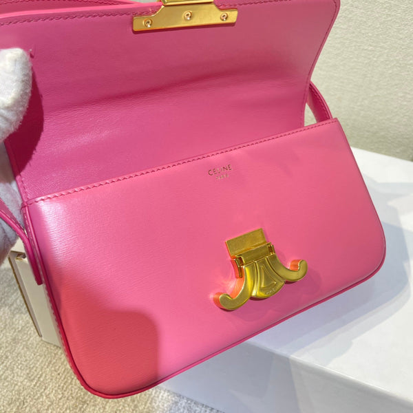 classic triomphe 20 dark pink calfskin leather strap gold hardware