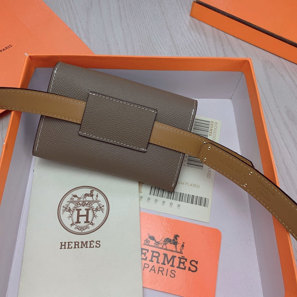 hm kelly belt 18mm with pocket gris alphat calfskin silver buckle