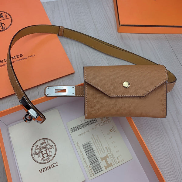 hm kelly belt 18mm with pocket gold calfskin