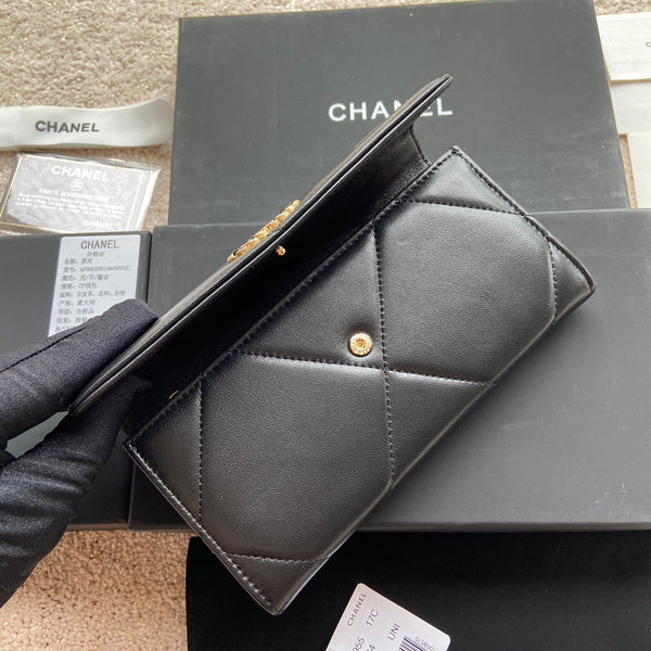 CC 19 Long Wallet 19cm Black Calfskin