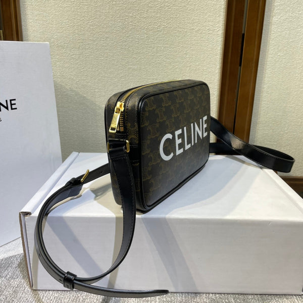 BORSA MESSENGER MEDIA 23 IN TELA TRIOMPHE NERA CON STAMPA CELINE