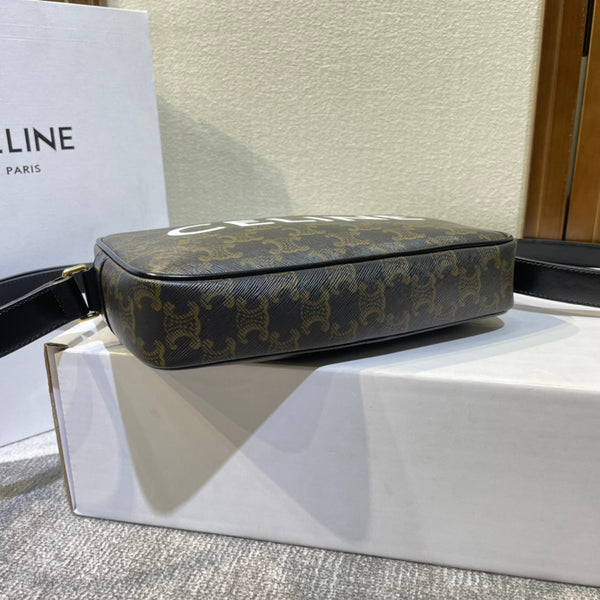 BORSA MESSENGER MEDIA 23 IN TELA TRIOMPHE NERA CON STAMPA CELINE