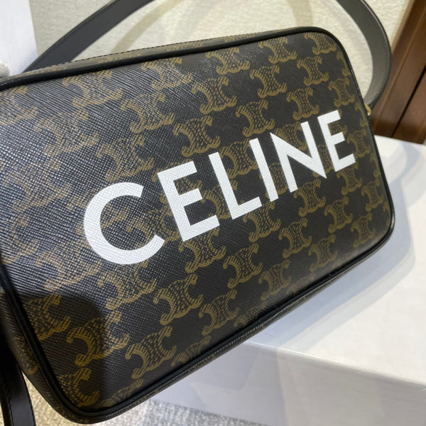 BORSA MESSENGER MEDIA 23 IN TELA TRIOMPHE NERA CON STAMPA CELINE