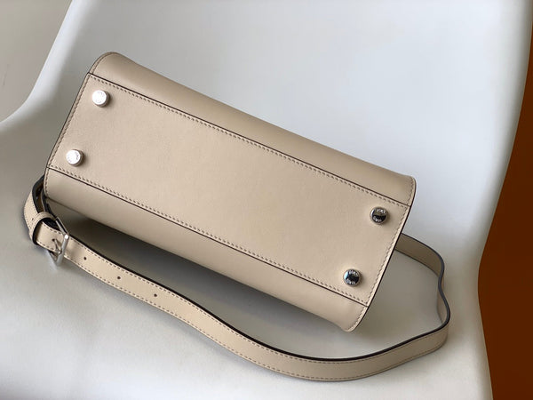 Borsa Peekaboo ISeeU Small da 27 cm in pelle di agnello color avorio con finiture dorate