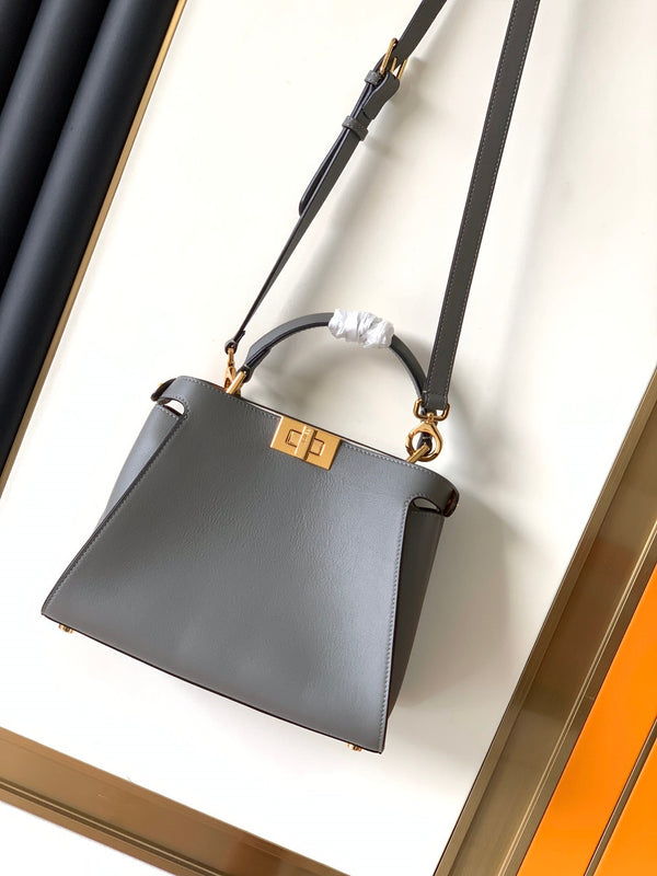 Peekaboo ISeeU Small 27cm Bag grey lambskin gold hardware