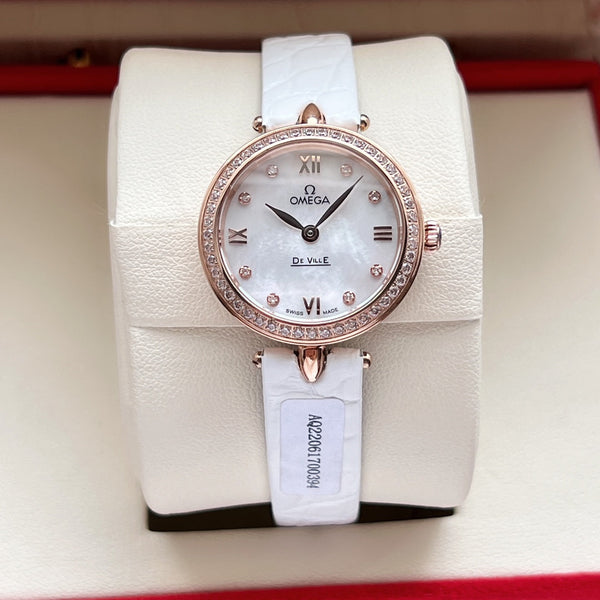 Omega De Ville 27.4mm Pink Gold Mop Pearl Dial