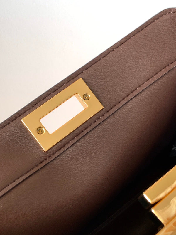 Borsa Peekaboo ISeeU Small da 27 cm in pelle di agnello gialla con finiture dorate