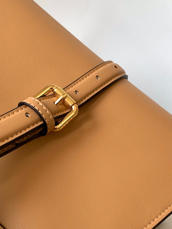 Borsa Peekaboo ISeeU Small da 27 cm in pelle di agnello beige con finiture dorate