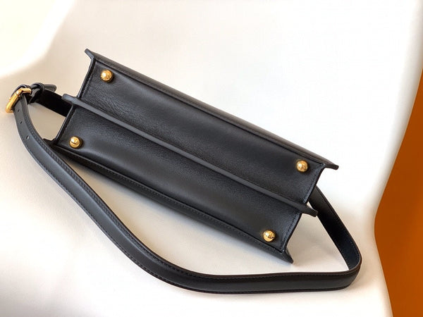 Borsa Peekaboo ISeeU Small da 27 cm in pelle di agnello nera con finiture dorate