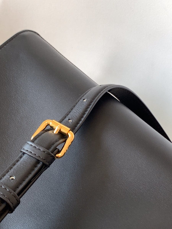 Borsa Peekaboo ISeeU Small da 27 cm in pelle di agnello nera con finiture dorate