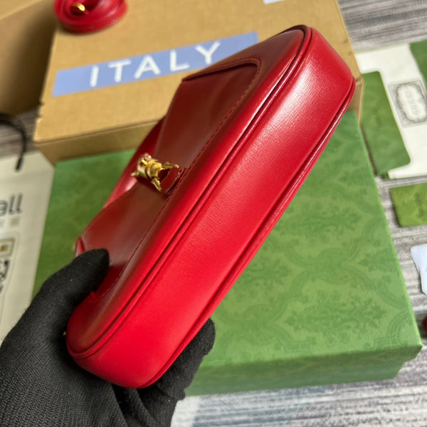 BORSA A TRACOLLA GG JACKIE MINI 19 IN PELLE DI VITELLO ROSSO CILIEGIA