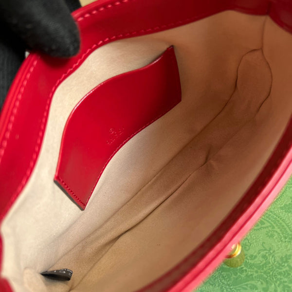 BORSA A TRACOLLA GG JACKIE MINI 19 IN PELLE DI VITELLO ROSSO CILIEGIA