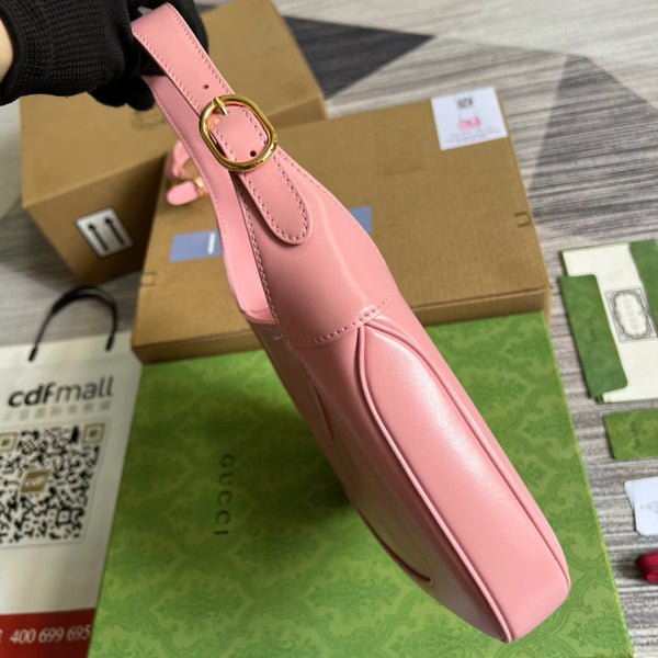 BORSA A TRACOLLA GG JACKIE SMALL 28 IN PELLE DI VITELLO ROSA PASTELLO