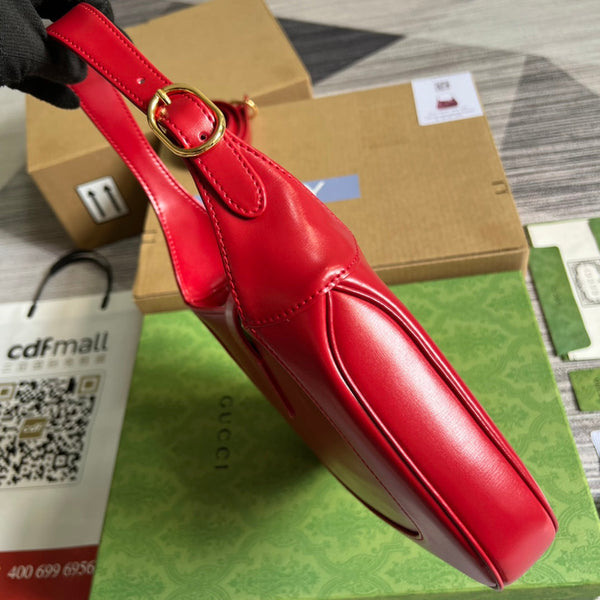 BORSA A TRACOLLA GG JACKIE SMALL 28 IN PELLE DI VITELLO ROSSO CILIEGIA