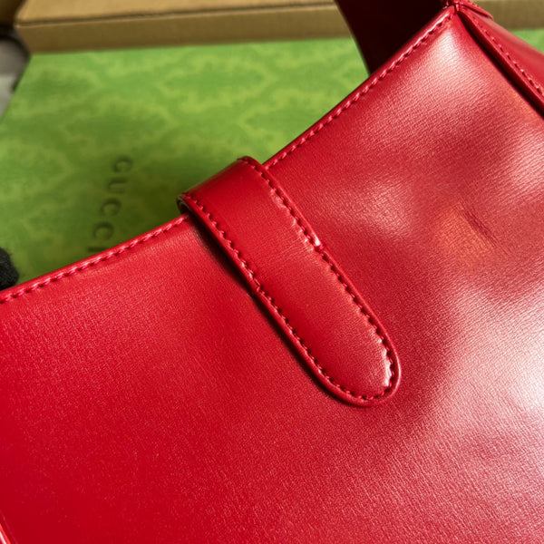 BORSA A TRACOLLA GG JACKIE SMALL 28 IN PELLE DI VITELLO ROSSO CILIEGIA