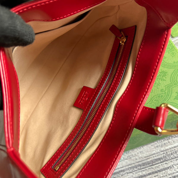 BORSA A TRACOLLA GG JACKIE SMALL 28 IN PELLE DI VITELLO ROSSO CILIEGIA