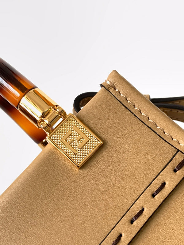 Fend Mini Sunshine Shopper Bag 18 Beige Leather