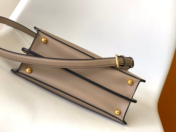 Borsa Peekaboo ISeeU Small da 27 cm in pelle di agnello marrone chiaro, finiture dorate