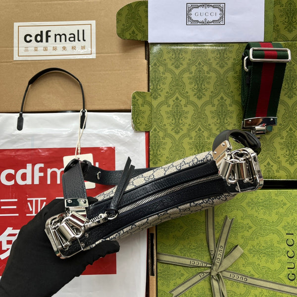 Gucci Attache bag 23 Black Beige Canvas 239982