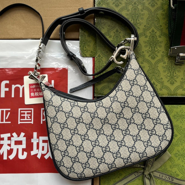 Borsa Gucci Attache 23 Nero Beige Tela 239982