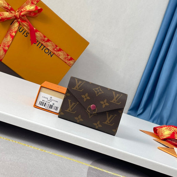 LV M41938 Victorine Wallet Brown Purple-red Monogram Canvas 221673