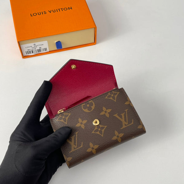 LV M41938 Victorine Wallet Brown Purple-red Monogram Canvas 221673