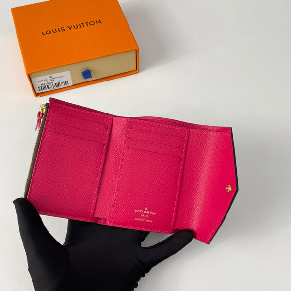 LV M41938 Victorine Wallet Brown Rose Red Monogram Canvas 221675