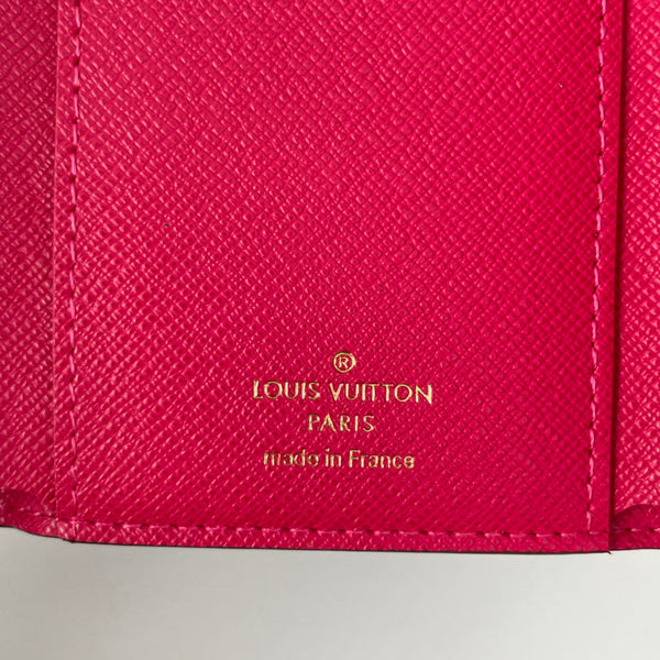LV M41938 Victorine Wallet Brown Rose Red Monogram Canvas 221675