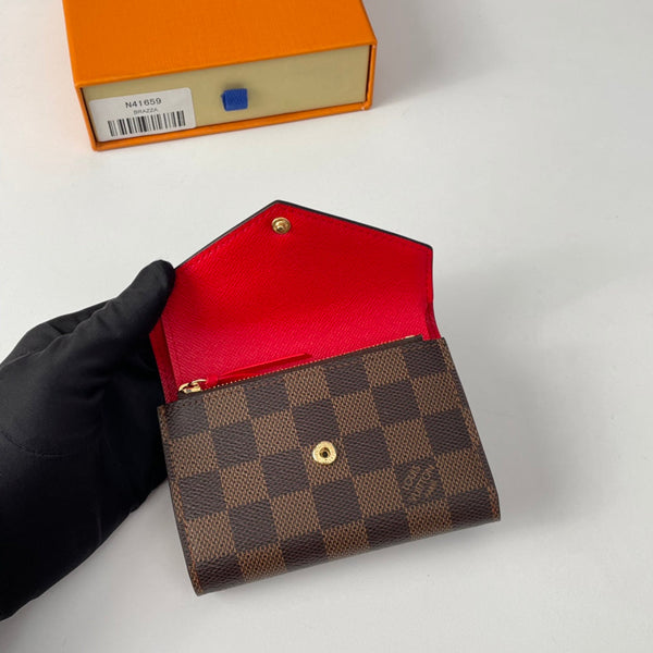 LV N41659 Cardboard Victorine Wallet Brown Red Monogram Canvas 221676