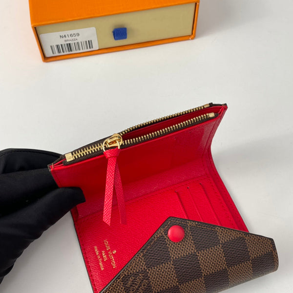 LV N41659 Cardboard Victorine Wallet Brown Red Monogram Canvas 221676