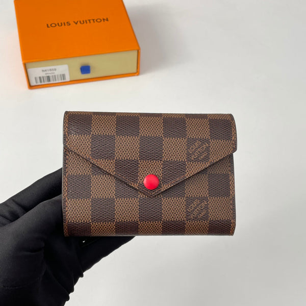 LV N41659 Cardboard Victorine Wallet Brown Red Monogram Canvas 221676