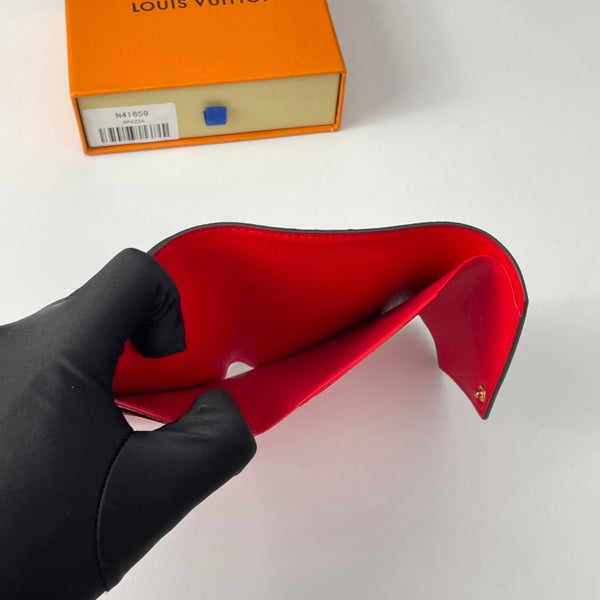 LV N41659 Cardboard Victorine Wallet Brown Red Monogram Canvas 221676