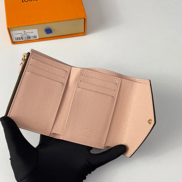 LV N61700 Cardboard Victorine Wallet Brown Ballet Pink Monogram Canvas 221677