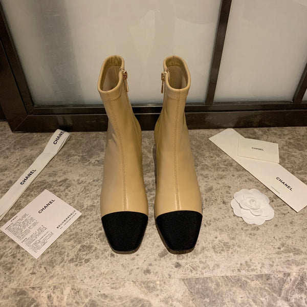 CC Ankle Boots 50mm Beige Lambskin And Lycra Fabric 940058