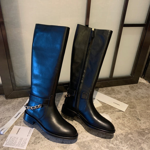 Stivali alti CC 35 mm con catena in pelle di vacchetta 940094