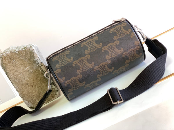 CYLINDRICAL 22  BAG BLACK BROWN COWHIDE